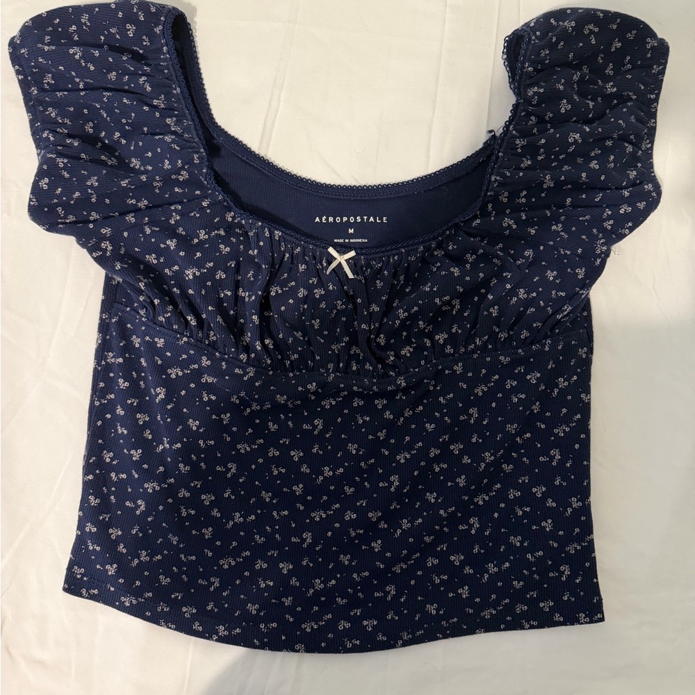 Aeropostale Dark Blue Floral Blouse